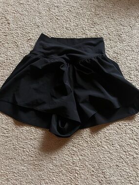aerie Black High-Waist Ruffle Skort Shorts